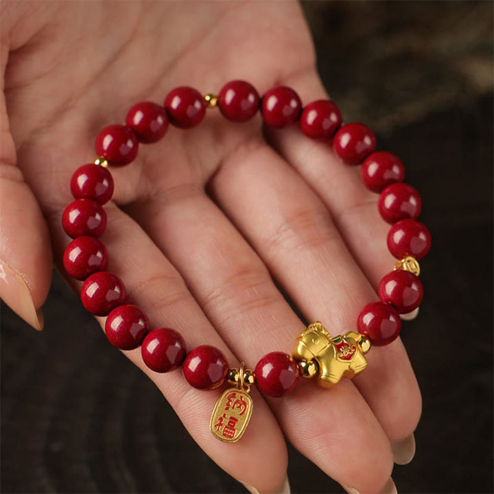 Buddha Stones Year Of The Horse Cinnabar Blessing Bracelet - image 9