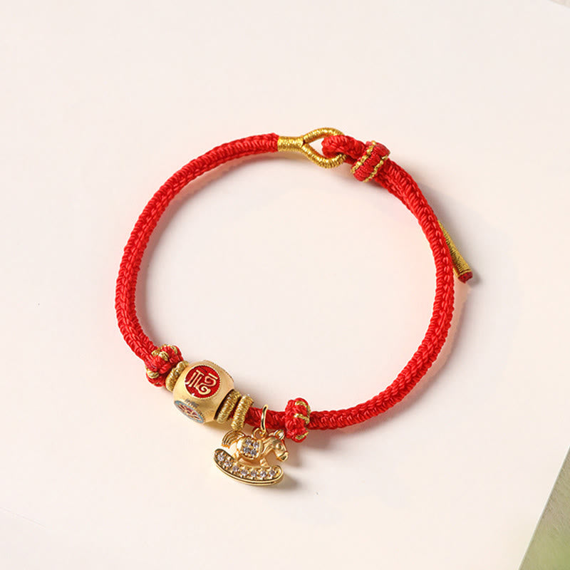 Buddha Stones Year Of The Horse Copper Red String Fu Character Lotus Luck Bracelet - image 12