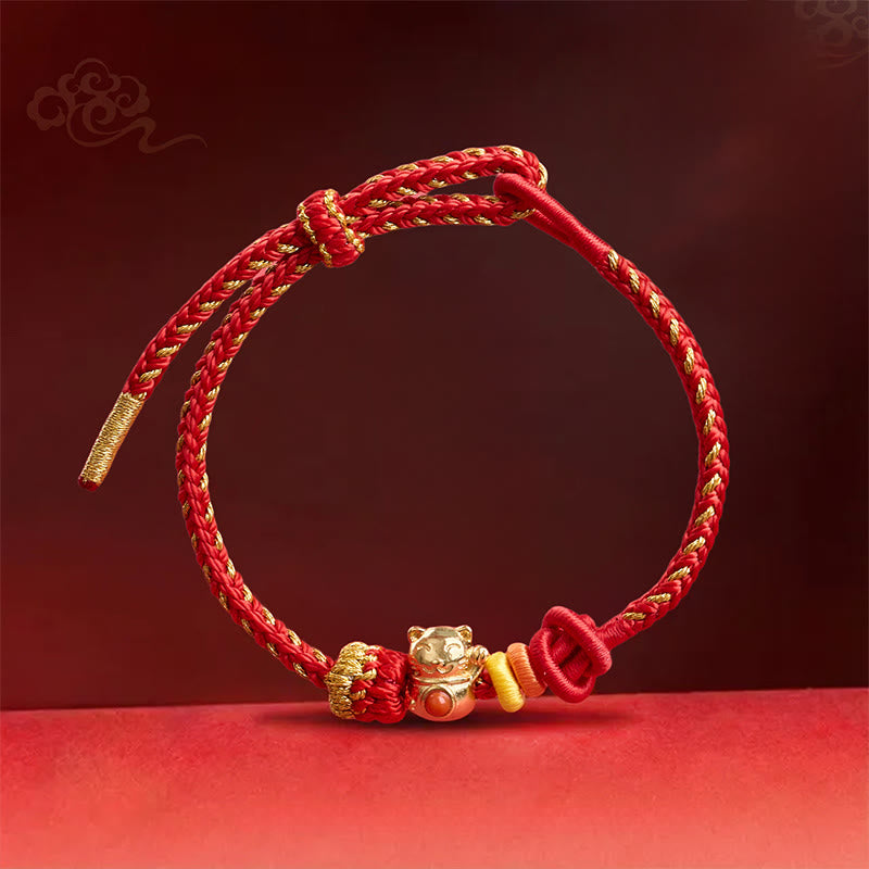 Buddha Stones Cat Copper Red String Luck Bracelet - image 2