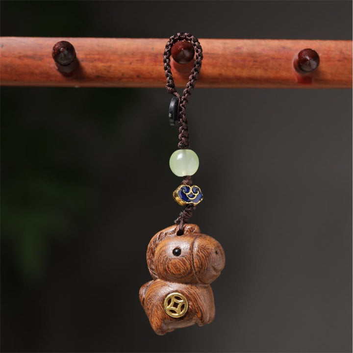 Buddha Stones "Hoping You Have a Joyful Year" Year of the Horse Rainbow Eucalyptus Small Leaf Red Sandalwood Key Chain Includes Gift Message Card - image 31