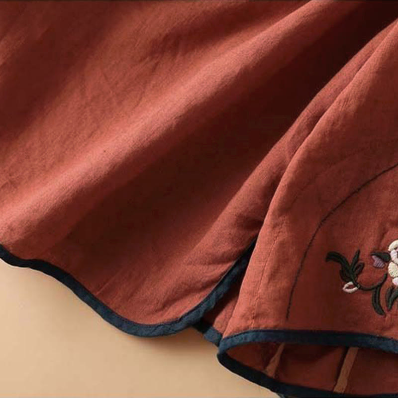 Buddha Stones Retro Flower Embroidery Design Long Sleeve Cotton Linen Women's Shirt - image 8