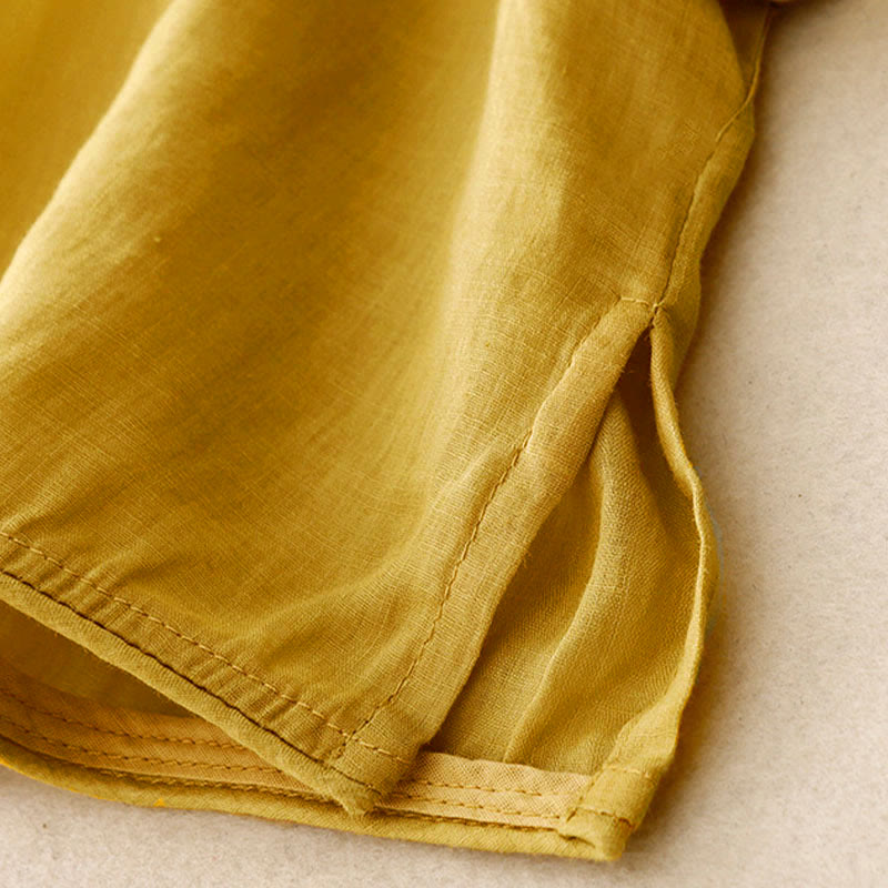 Buddha Stones Embroidered Grapes Pattern Lace Design Frog-Button Three Quarter Sleeve Women's Cotton Shirt - image 11