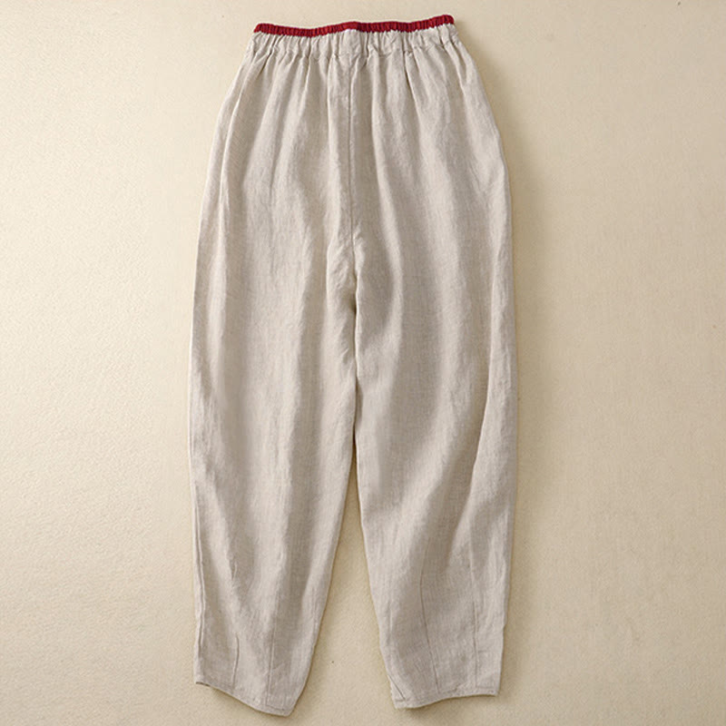 Buddha Stones Commute Color Blocking Design Women's Harem 7-8 Length Pants With Pockets - image 1