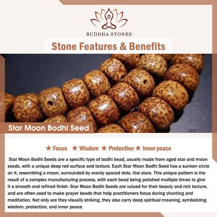 Buddha Stones Year Of The Horse Red Sandalwood Star Moon Bodhi Seed Blessing Key Chain - image 4