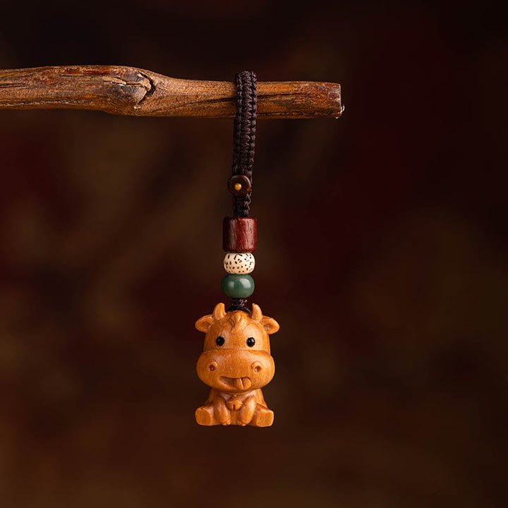 Buddha Stones Year Of The Horse Red Sandalwood Star Moon Bodhi Seed Blessing Key Chain - Red Sandalwood Star Moon Bodhi Seed Ox - image 11