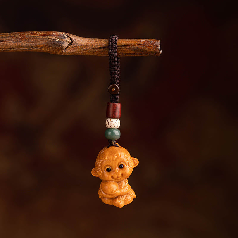 Buddha Stones Year Of The Horse Red Sandalwood Star Moon Bodhi Seed Blessing Key Chain - Red Sandalwood Star Moon Bodhi Seed Monkey - image 35