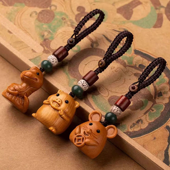 Buddha Stones Year Of The Horse Red Sandalwood Star Moon Bodhi Seed Blessing Key Chain - image 51