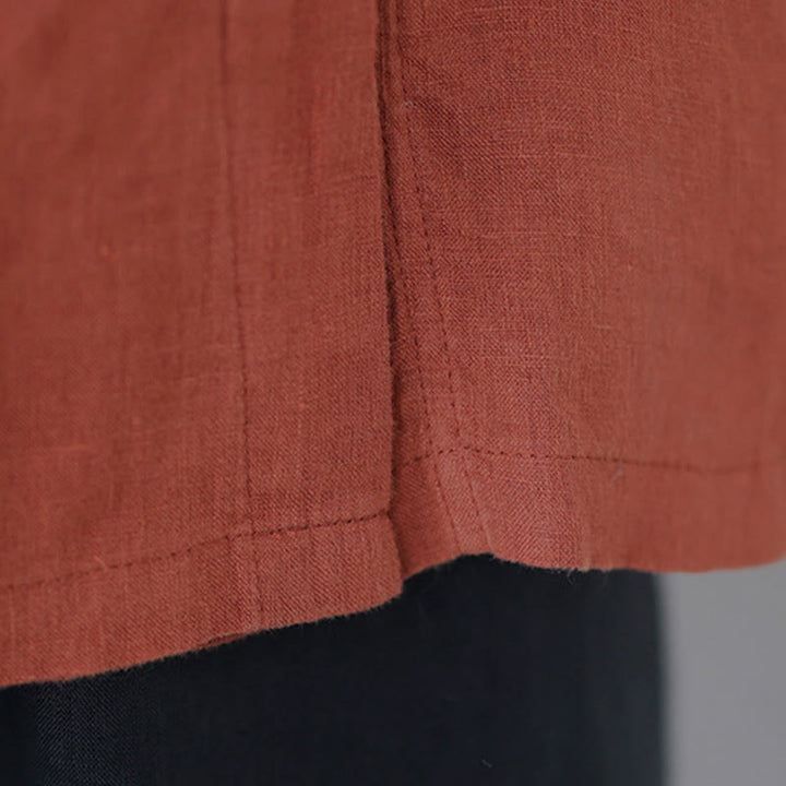 Buddha Stones Lapel Frog-Button Diagonal Placket Design Three Quarter Sleeve Women's Cotton Shirt - image 8