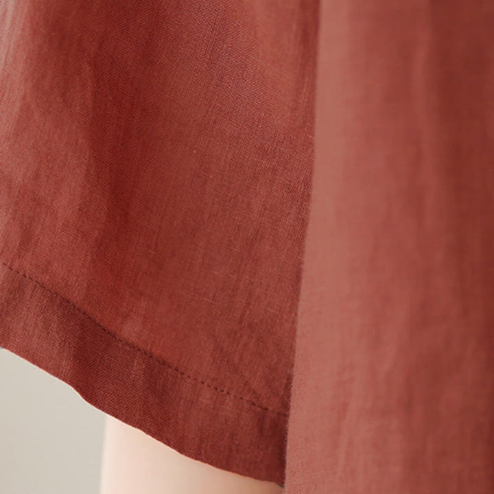 Buddha Stones Lapel Frog-Button Diagonal Placket Design Three Quarter Sleeve Women's Cotton Shirt - image 7