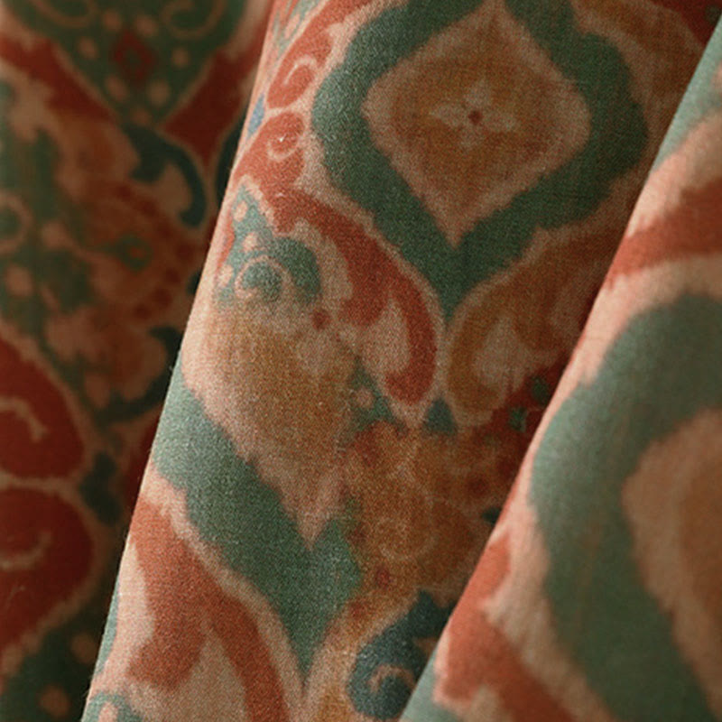 Buddha Stones Printing Chinese Frog-Button Long Sleeve Stand Collar Women's Shirt With Pockets - image 6