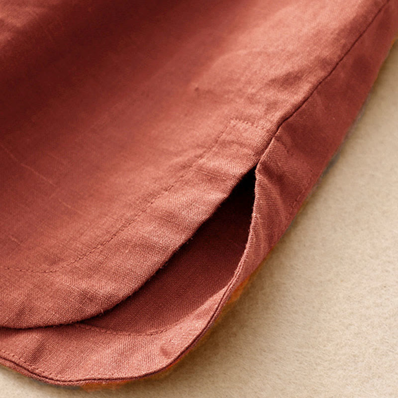 Buddha Stones Summer Women's Cotton Short Sleeve Stand Collar Side Slit Frog-Button Design Shirt - image 11