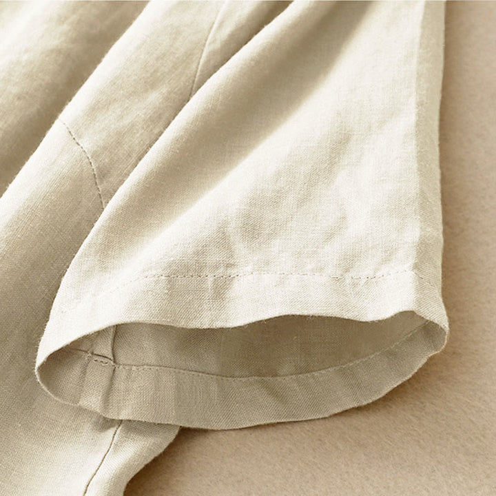 Buddha Stones Summer Women's Cotton Short Sleeve Stand Collar Side Slit Frog-Button Design Shirt - image 1