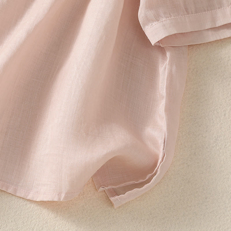 Buddha Stones Summer Embroidery Flower Lace-up Design Notched Collar Women's Short Sleeve Shirt - image 22