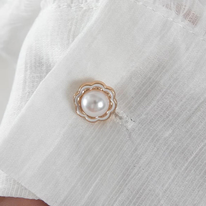 Buddha Stones Commute Lace Patchwork Lace-up Long Sleeve Buttons Lapel Women's Cotton Midi Dress - image 10