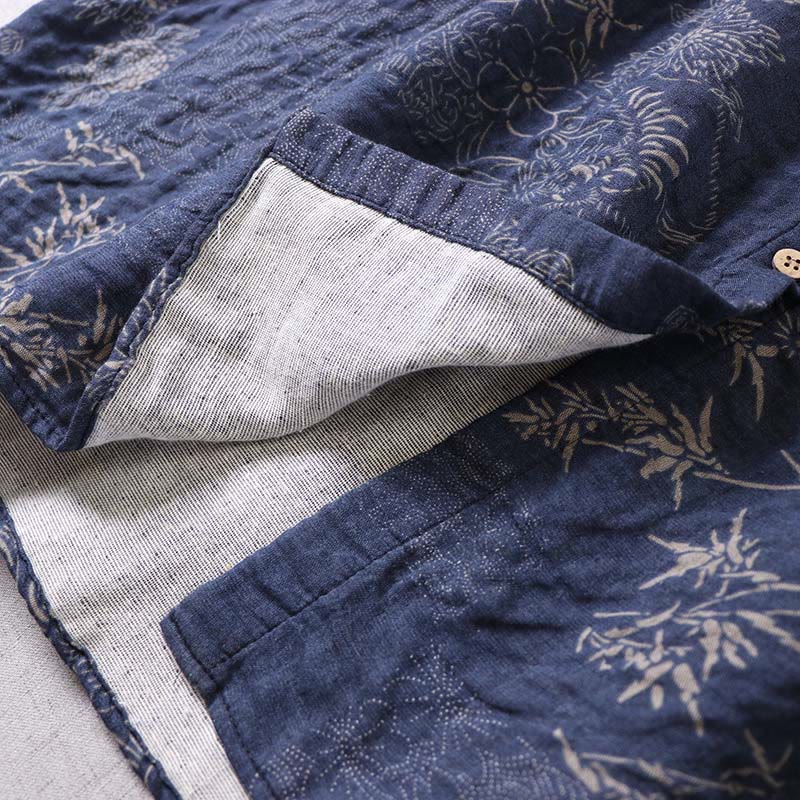 Buddha Stones Commute Bamboo Floral Pattern Long Sleeve Buttons Women's Cotton Midi Dress With Pockets - image 8