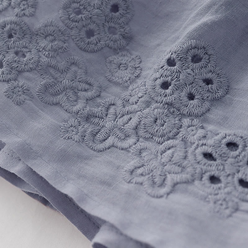 Buddha Stones Embroidery Hollow Design A-line Drawstring High Waist Women's Skirt With Pockets - image 7