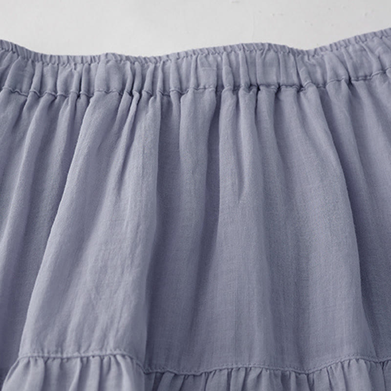 Buddha Stones Embroidery Hollow Design A-line Drawstring High Waist Women's Skirt With Pockets - image 2