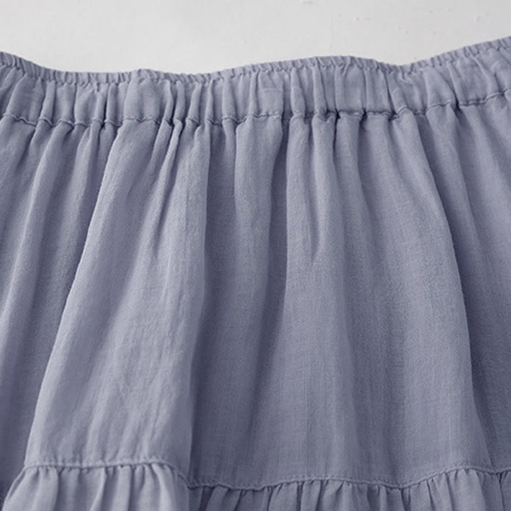 Buddha Stones Embroidery Hollow Design A-line Drawstring High Waist Women's Skirt With Pockets - image 2