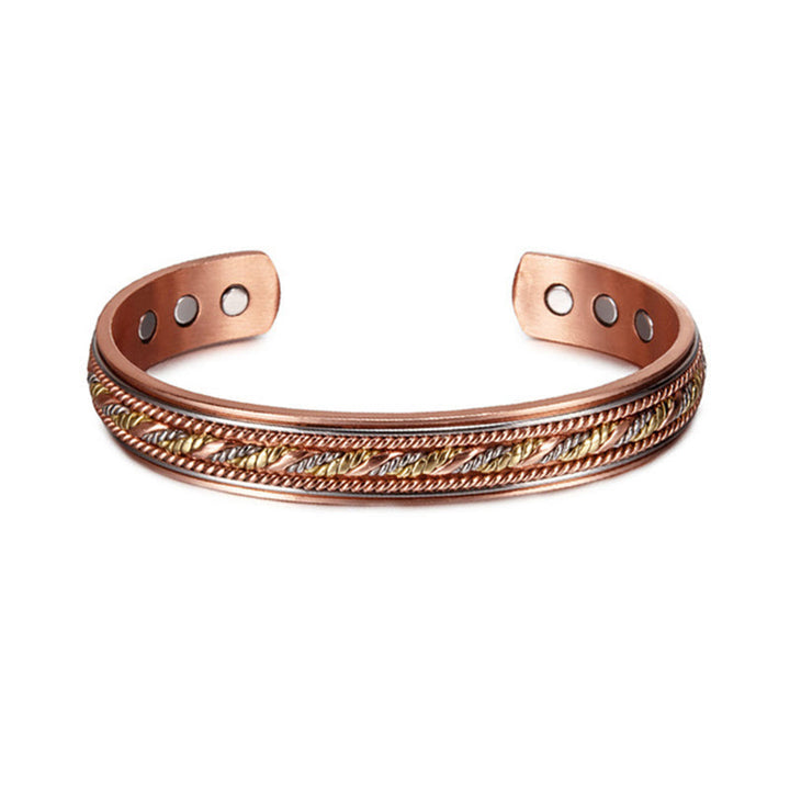 Buddha Stones Retro Open Twisted Copper Balance Luck Cuff Bracelet Bangle - Copper(Wrist Circumference: 15-18cm) - image 0