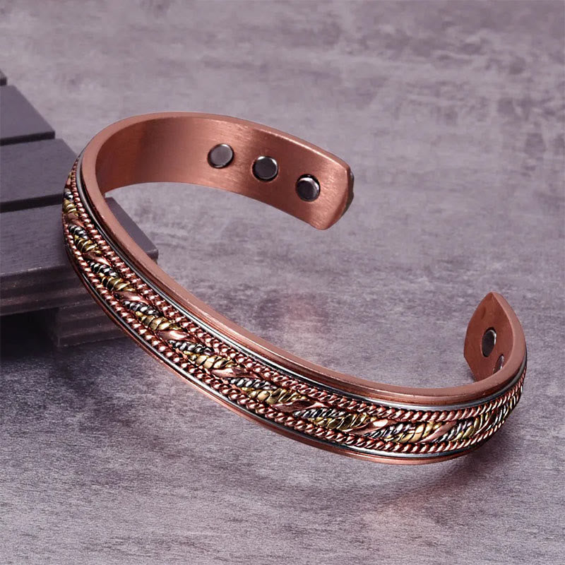 Buddha Stones Retro Open Twisted Copper Balance Luck Cuff Bracelet Bangle - image 3