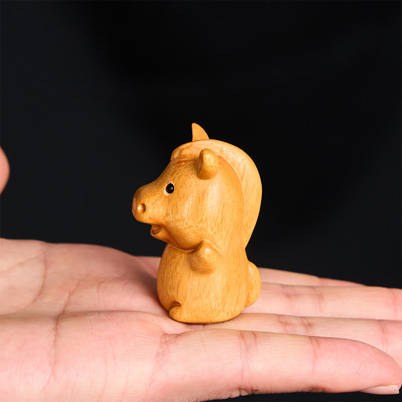 Buddha Stones "Hoping You Success and Good Luck" Mini Year of the Horse Linden Wood Prosperity Decoration Includes Gift Message Card - image 4