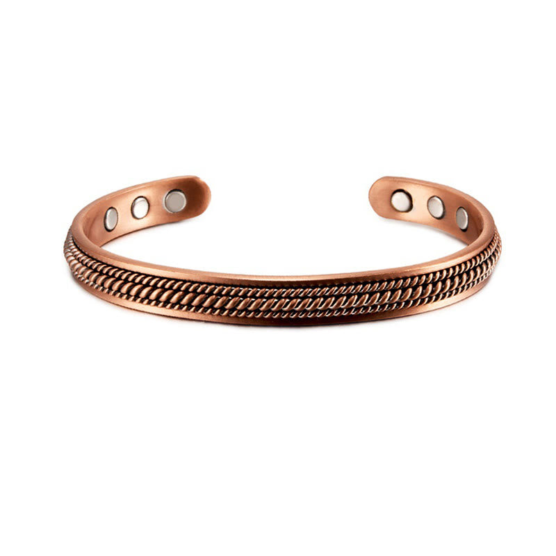 Buddha Stones Simple Twisted Design Copper Balance Luck Open Cuff Bracelet Bangle - Copper(Wrist Circumference: 15-18cm) - image 0