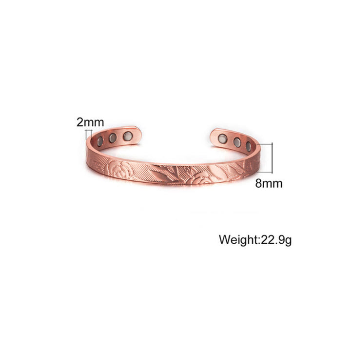 Buddha Stones Rose Flower Pattern Copper Balance Luck Open Cuff Bracelet Bangle - image 10