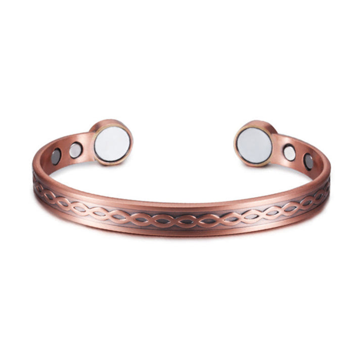 Buddha Stones Interwoven Loop Pattern Copper Balance Luck Open Cuff Bracelet Bangle - Copper(Wrist Circumference: 15-18cm) - image 1