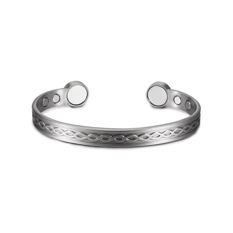 Buddha Stones Interwoven Loop Pattern Copper Balance Luck Open Cuff Bracelet Bangle - image 10