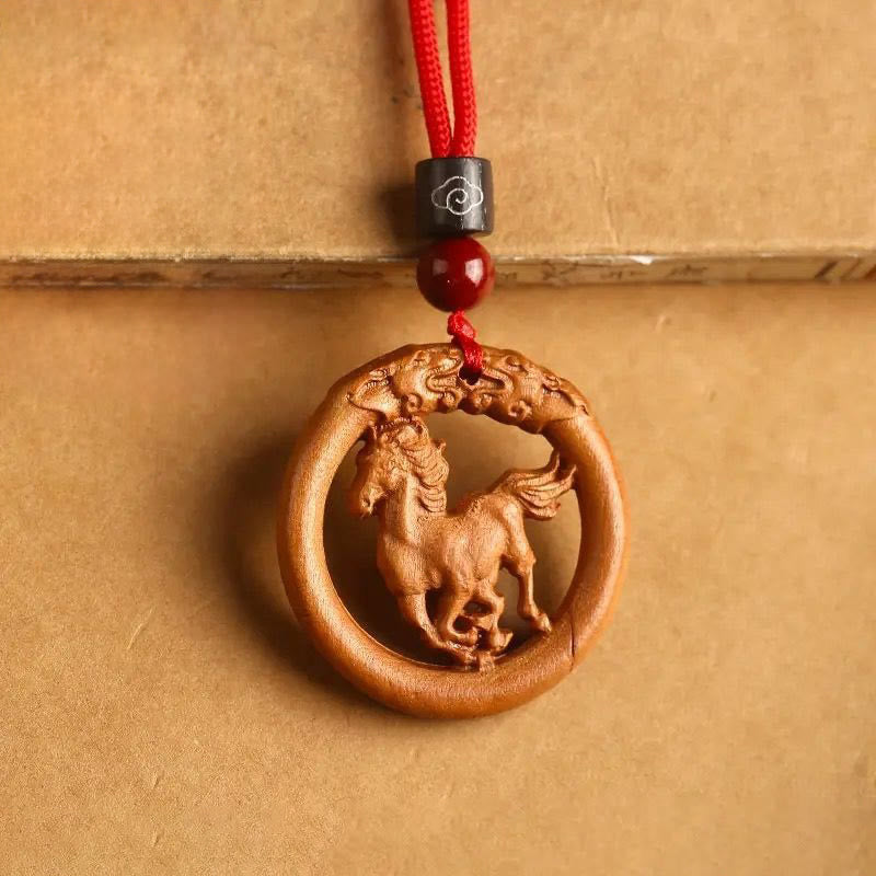 Buddha Stones Year Of The Horse Peach Wood Cinnabar Green Sandalwood Red String Protection Ward Off Evil Spirits Bundle - image 4