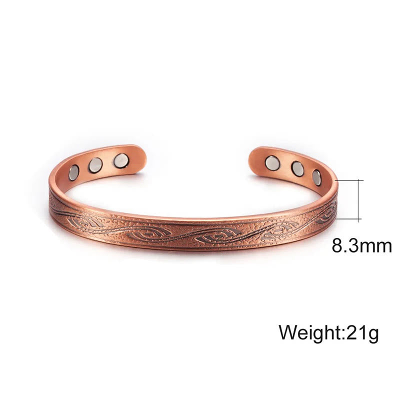 Buddha Stones Spiral Pattern Copper Balance Open Adjustable Cuff Bracelet Bangle - image 2