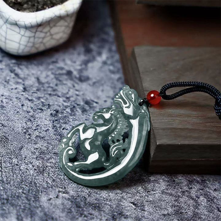 Buddha Stones Year Of The Horse Garnet Dragon Jade Fu Character Protection Luck Bundle - image 6