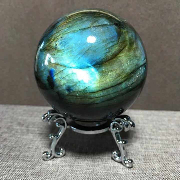 Buddha Stones Round Ball Figurine Natural Labradorite Healing Statue Office Home Decoration - 7-8cm(Diameter) - image 0