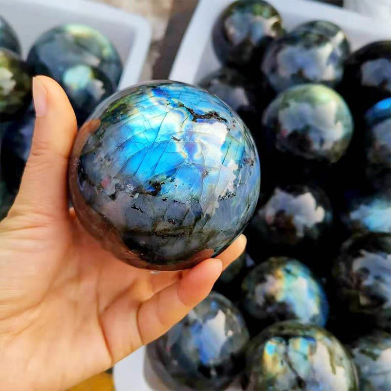 Buddha Stones Round Ball Figurine Natural Labradorite Healing Statue Office Home Decoration - image 2