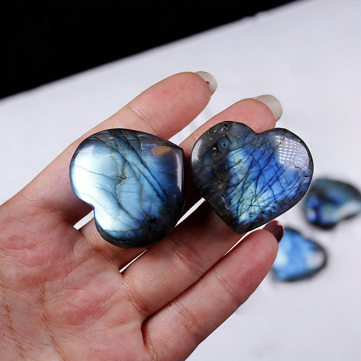 Buddha Stones Natural Heart Stone Labradorite Healing Cure Figurine Decoration - image 4