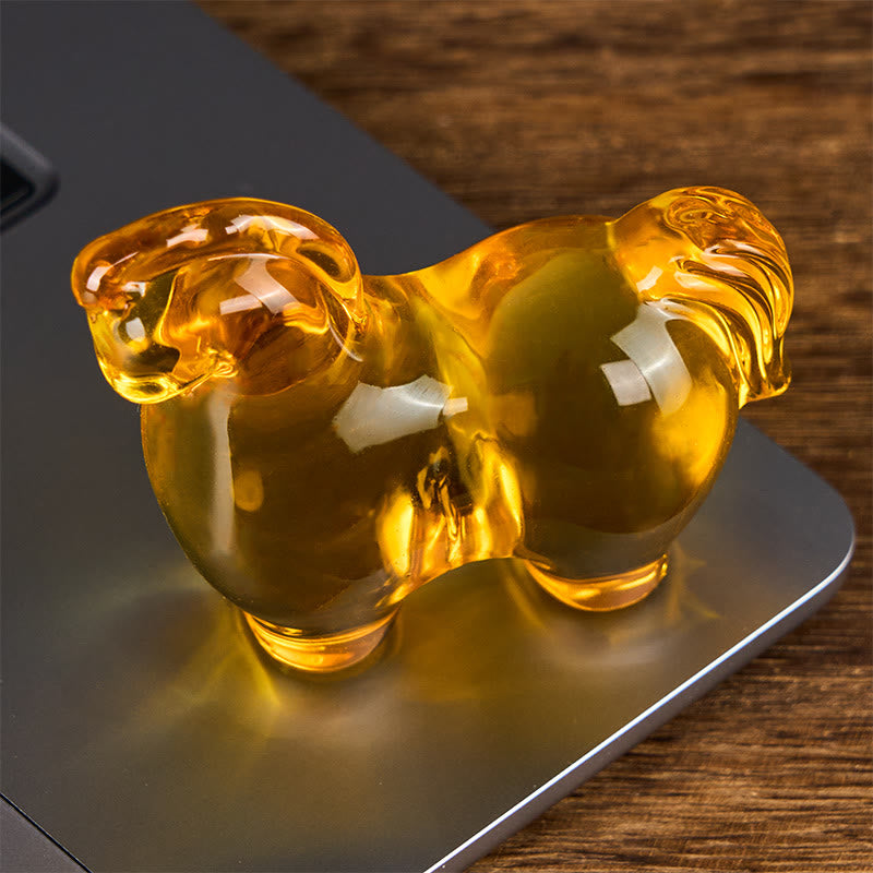 Buddha Stones "Hoping You Success and Good Luck" Year Of The Horse Carved Mini Liuli Crystal Art Piece Decoration Includes Gift Message Card - image 4