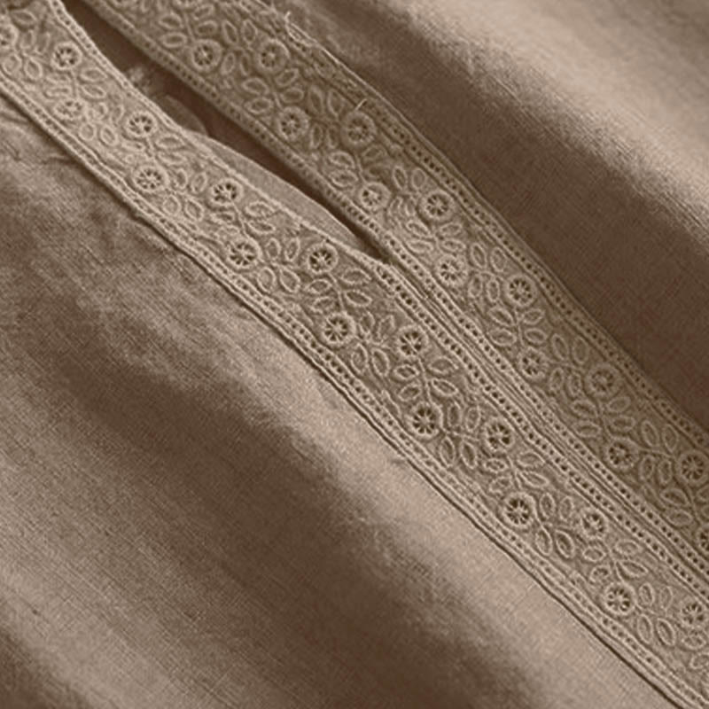 Buddha Stones Casual Plain Women's Hollow Crew Neck Design Three Quarter Sleeve Shirt - image 5