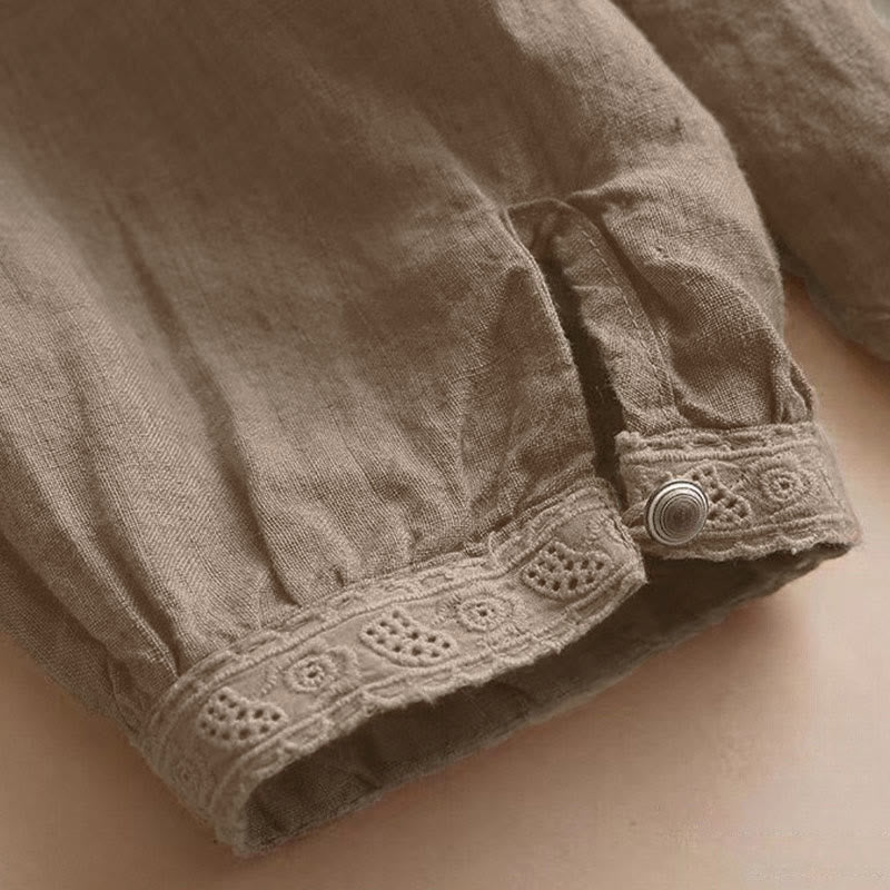 Buddha Stones Casual Plain Women's Hollow Crew Neck Design Three Quarter Sleeve Shirt - image 8