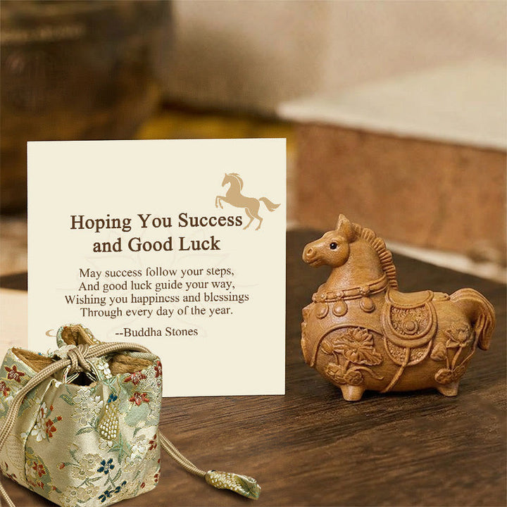 Buddha Stones "Hoping You Success and Good Luck" Mini Year of the Horse Lotus Ebony Linden Wood Green Sandalwood Decoration Includes Gift Message Card - Green Sandalwood 5.5*5*3.2cm - Deluxe Gift Bag (+$9.59) - image 27