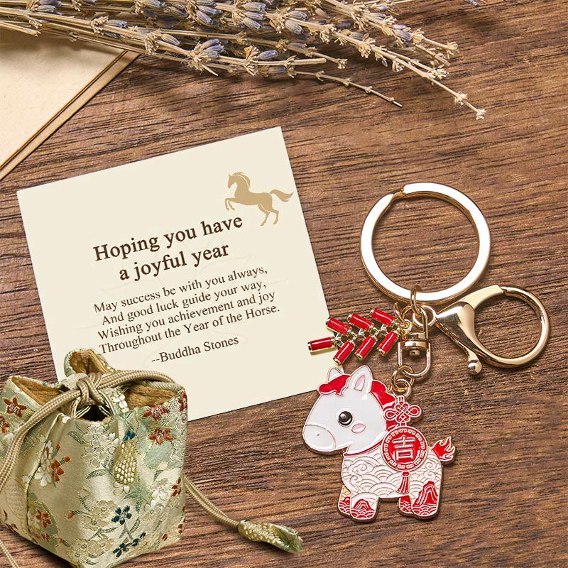 Buddha Stones "Hoping You Have a Joyful Year" Year of the Horse Ingot Red Firecrackers Alloy Key Chain Includes Gift Message Card - Year of the Horse Lucky - Deluxe Gift Bag (+$9.59) - image 16