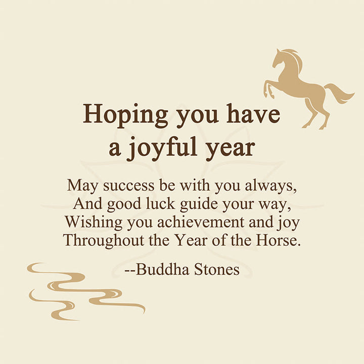 Buddha Stones "Hoping You Have a Joyful Year" Year of the Horse Lantern Copper Coin Fu Character Lucky Money Bag Alloy Key Chain Includes Gift Message Card - image 2