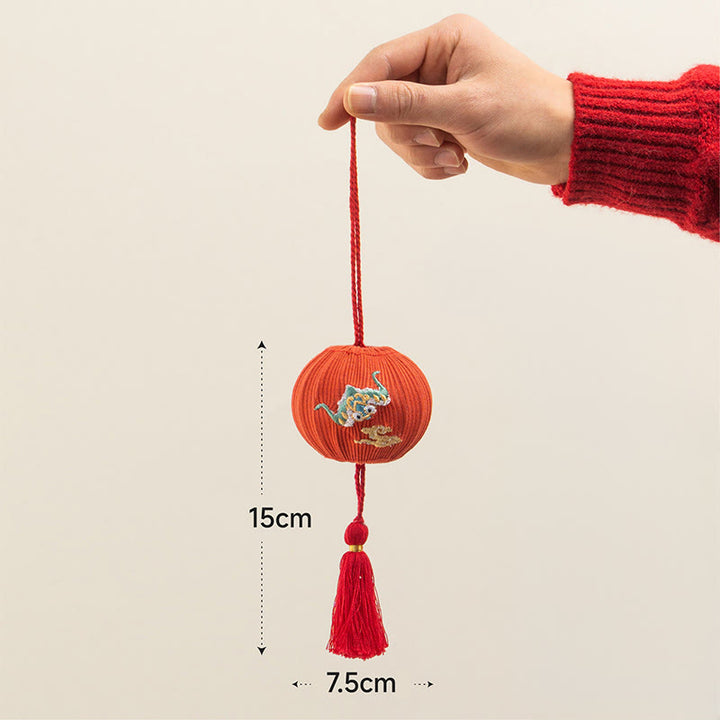 Buddha Stones Year Of The Horse Red String Fu Character Embroidery Strength Hanging Decoration - Cloud(Size: 15*7.5cm) - image 9