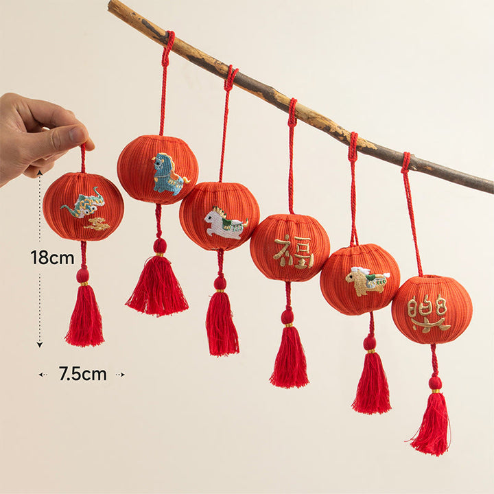 Buddha Stones Year Of The Horse Red String Fu Character Embroidery Strength Hanging Decoration - 6Pcs(Size: 15*7.5cm) - image 12