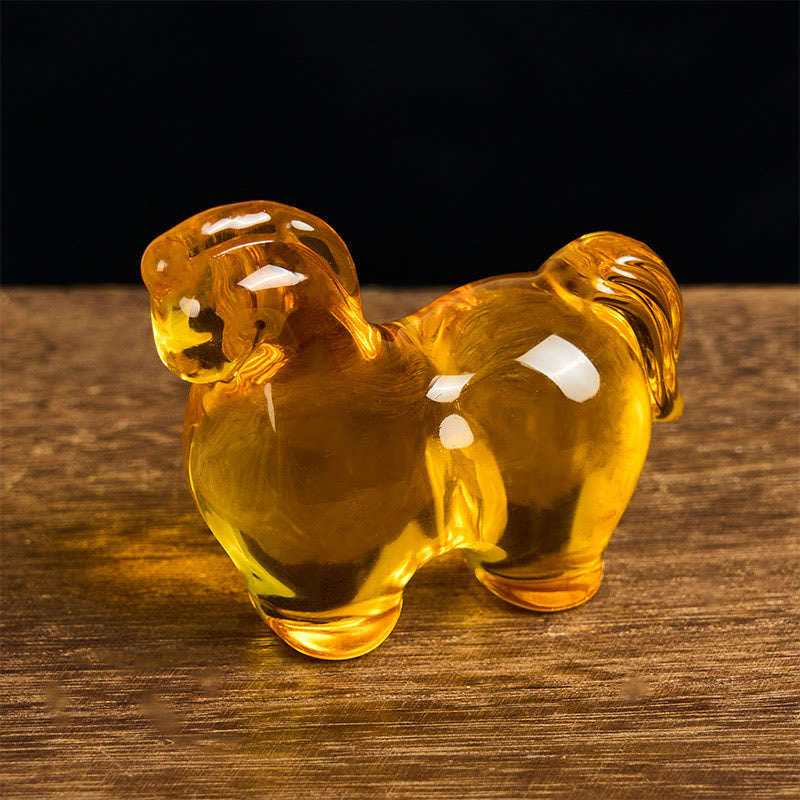 Buddha Stones "Hoping You Success and Good Luck" Year Of The Horse Carved Mini Liuli Crystal Art Piece Decoration Includes Gift Message Card - image 3