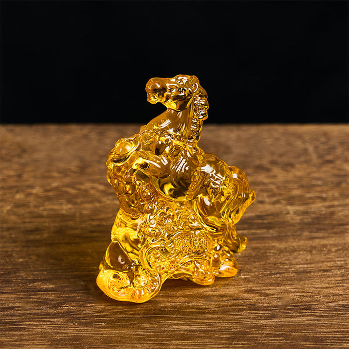 Buddha Stones "Hoping You Success and Good Luck" Year Of The Horse Ingot Get Rich Fast Mini Liuli Crystal Decoration Includes Gift Message Card - image 13