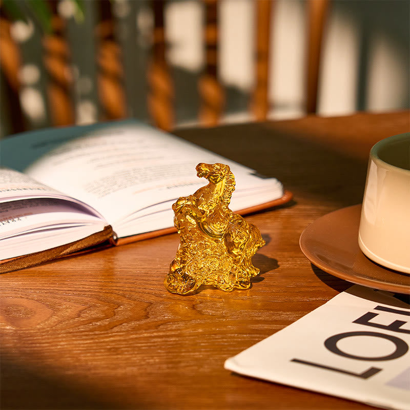 Buddha Stones "Hoping You Success and Good Luck" Year Of The Horse Ingot Get Rich Fast Mini Liuli Crystal Decoration Includes Gift Message Card - image 16