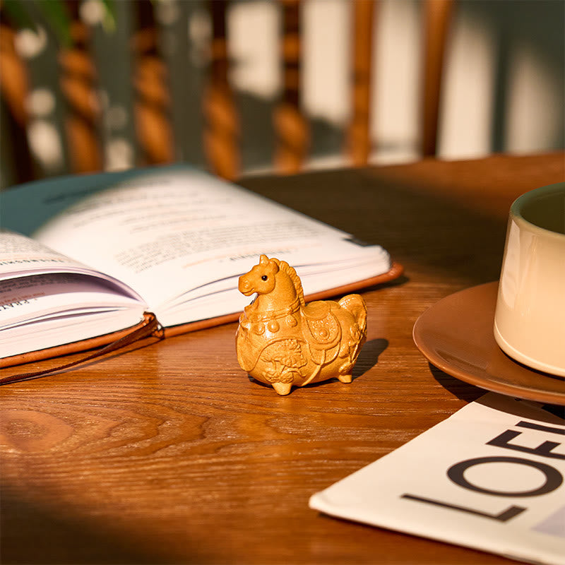 Buddha Stones "Hoping You Success and Good Luck" Mini Year of the Horse Lotus Ebony Linden Wood Green Sandalwood Decoration Includes Gift Message Card - image 7