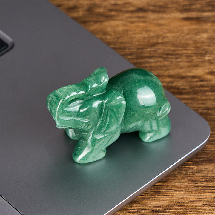 Buddha Stones ''May Blessings Walk With You'' Natural Small Elephant Amazonite Amethyst Jade Black Obsidian Stone Decoration Includes Gift Message Card - image 51