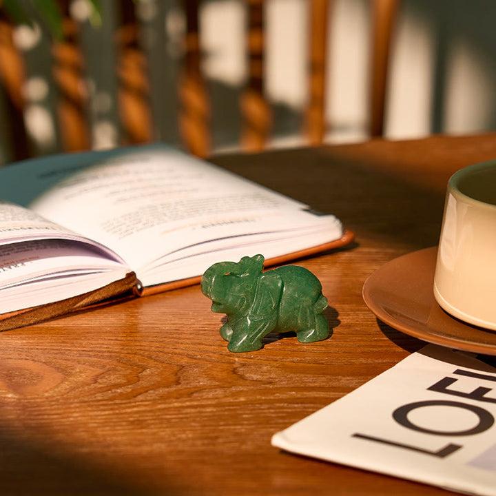 Buddha Stones ''May Blessings Walk With You'' Natural Small Elephant Amazonite Amethyst Jade Black Obsidian Stone Decoration Includes Gift Message Card - image 53