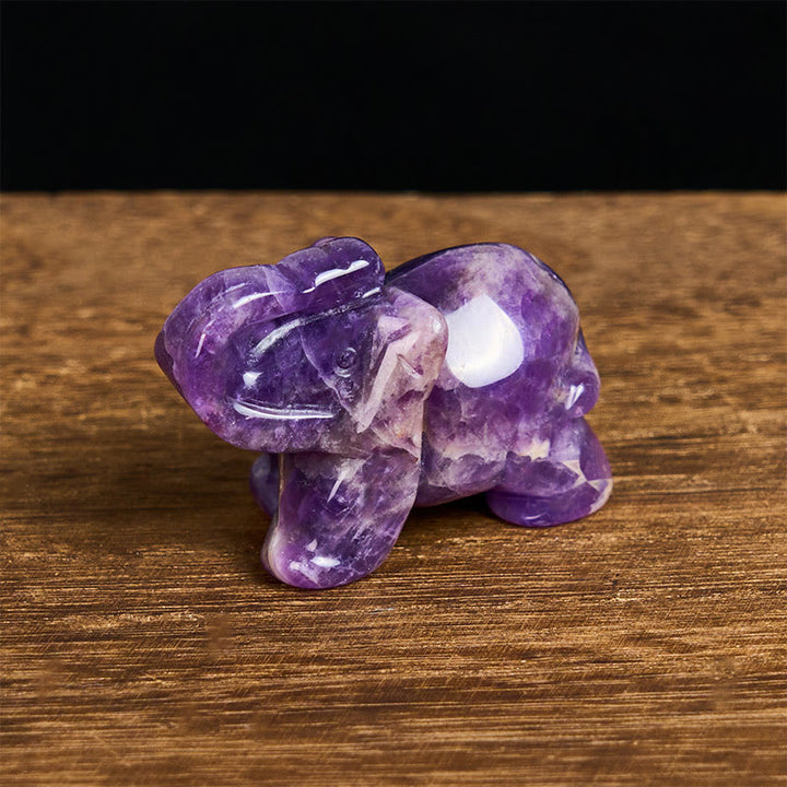 Buddha Stones ''May Blessings Walk With You'' Natural Small Elephant Amazonite Amethyst Jade Black Obsidian Stone Decoration Includes Gift Message Card - image 14